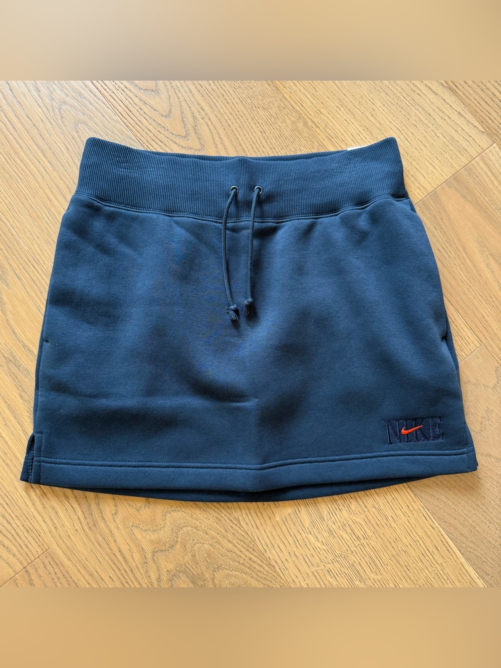 NWT Nike Women’s Blue Fleece Mini Skirt Drawstring Waist Pockets Size M